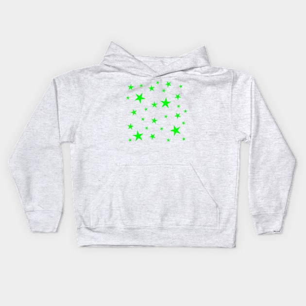 Bright Neon Green Stars Pattern Kids Hoodie by stuartjsharples